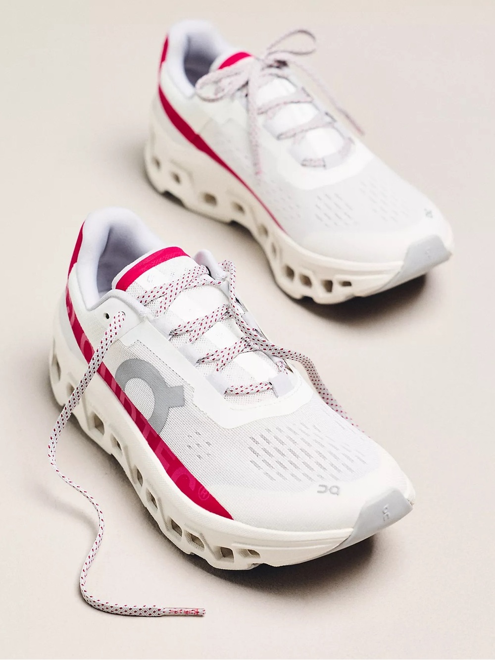 On Cloud Cloudmonster Sneakers Running Shoes in Pink and White